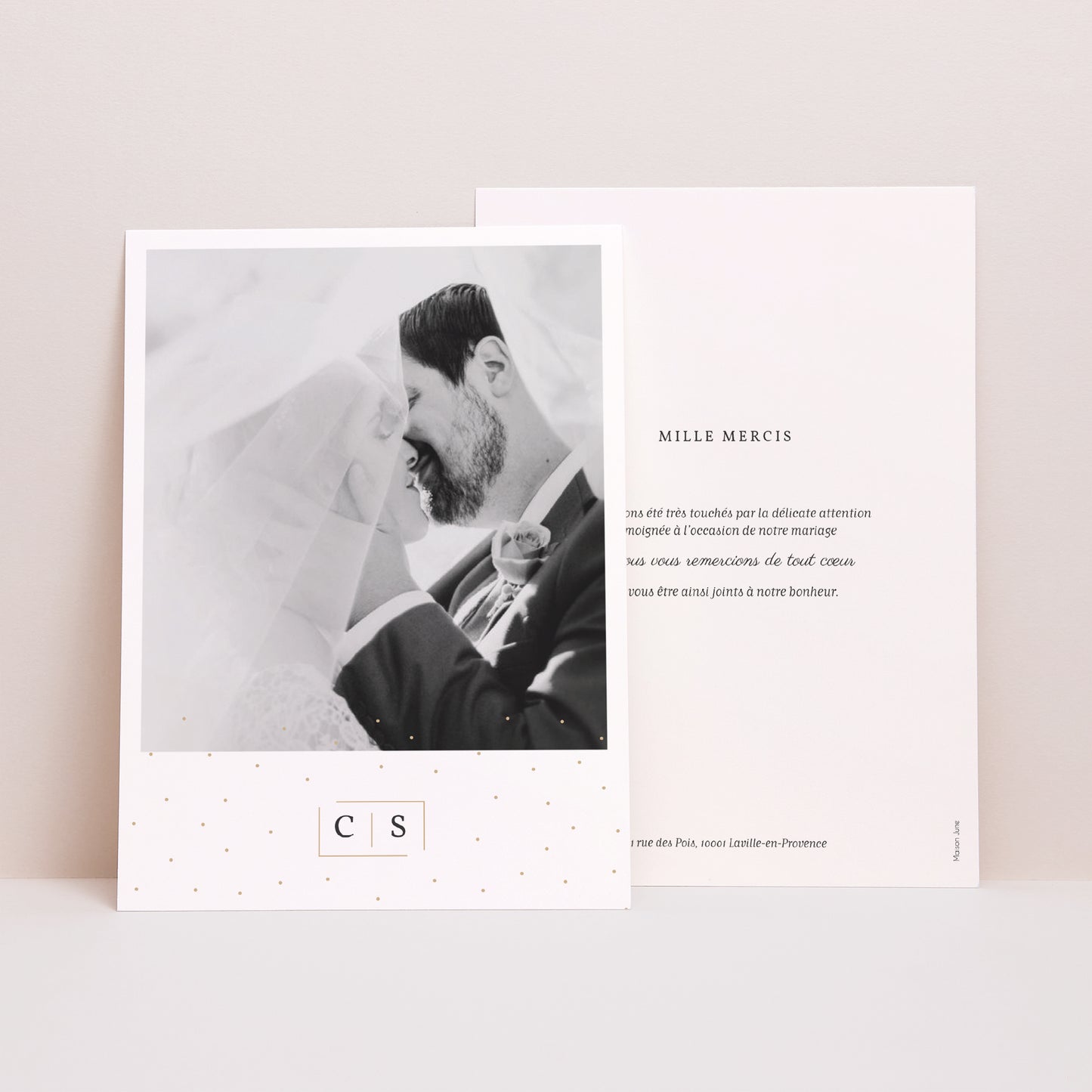 Remerciements Mariage Portrait Touches d'or photo N° 1