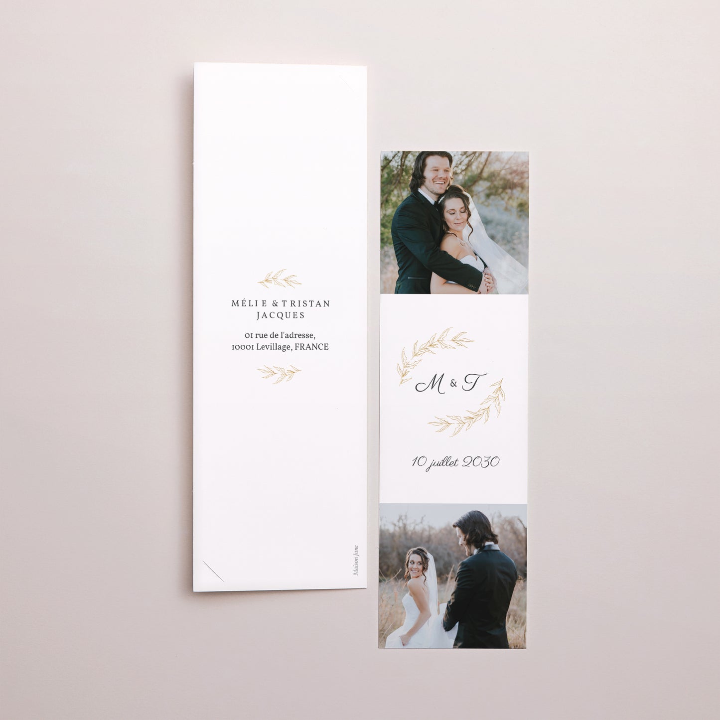 Remerciements Mariage Marque-page photo Végétal minimal photo N° 3