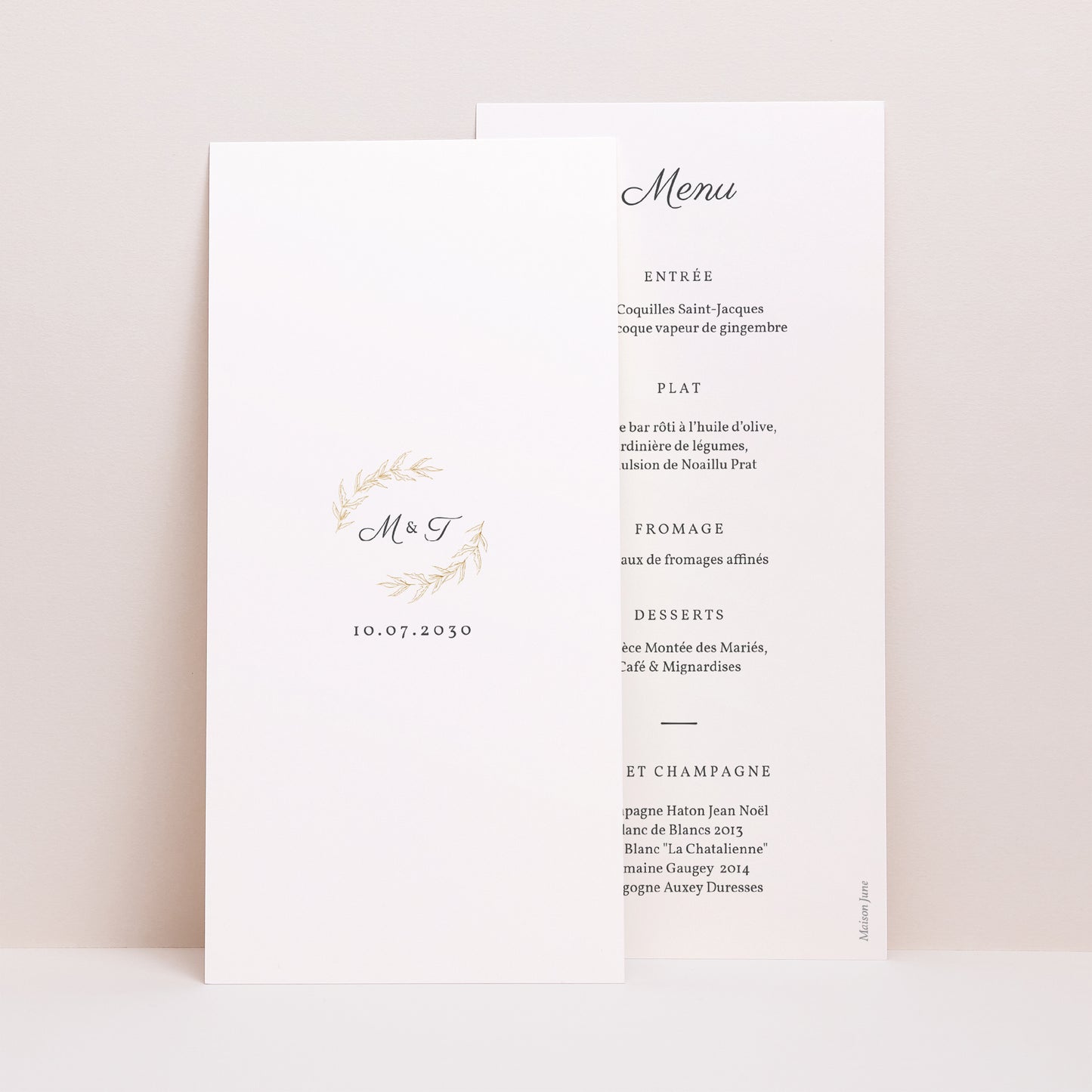 Menu Mariage Panoramique portrait Végétal minimal photo N° 1
