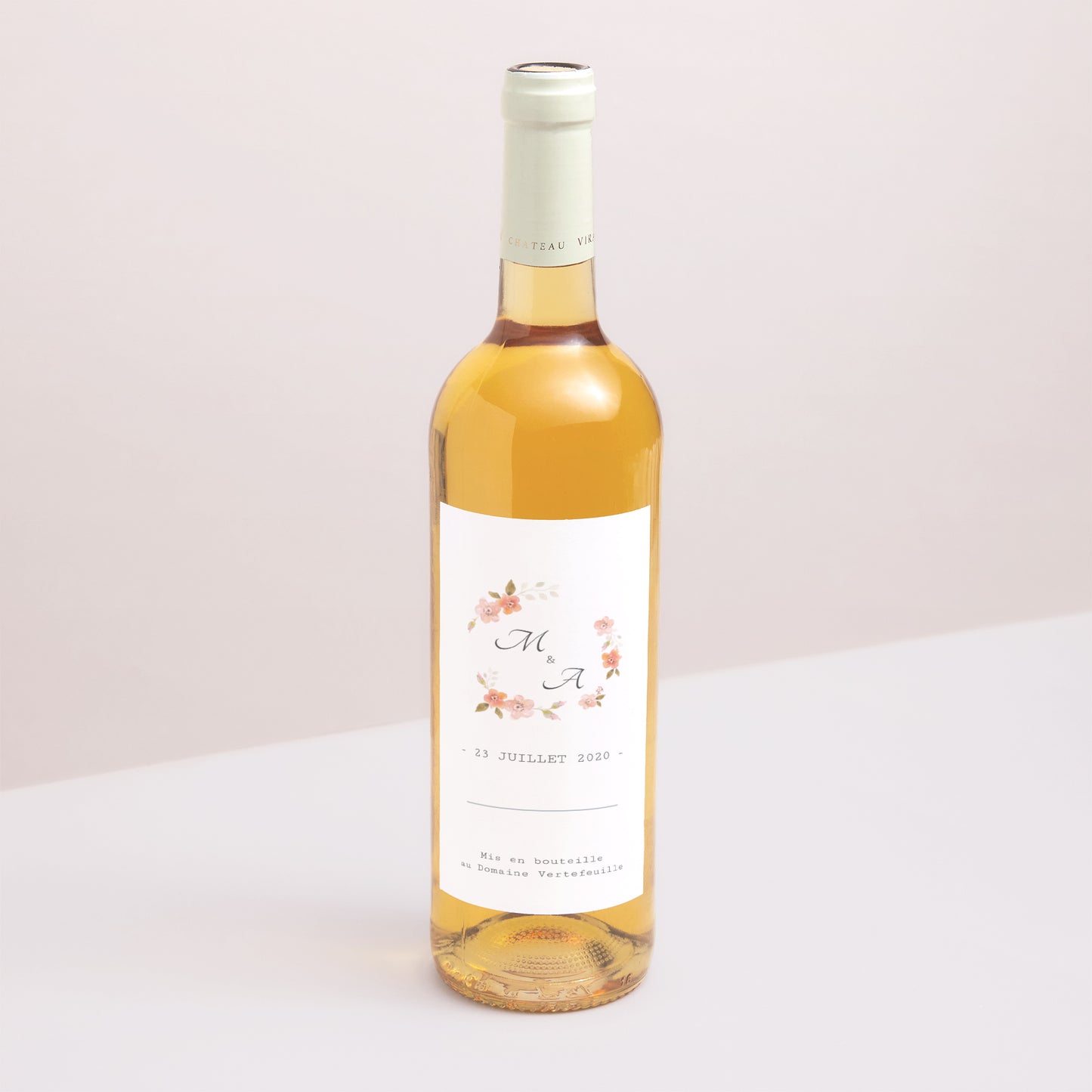 Etiquette bouteille Mariage Portrait Rose Botanique photo N° 1