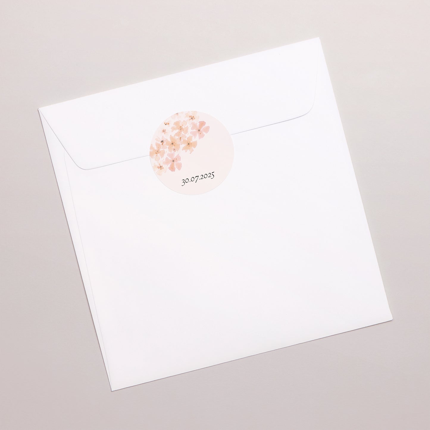 Sticker Naissance Rond Fleurs Aquarelle Pêche photo N° 3