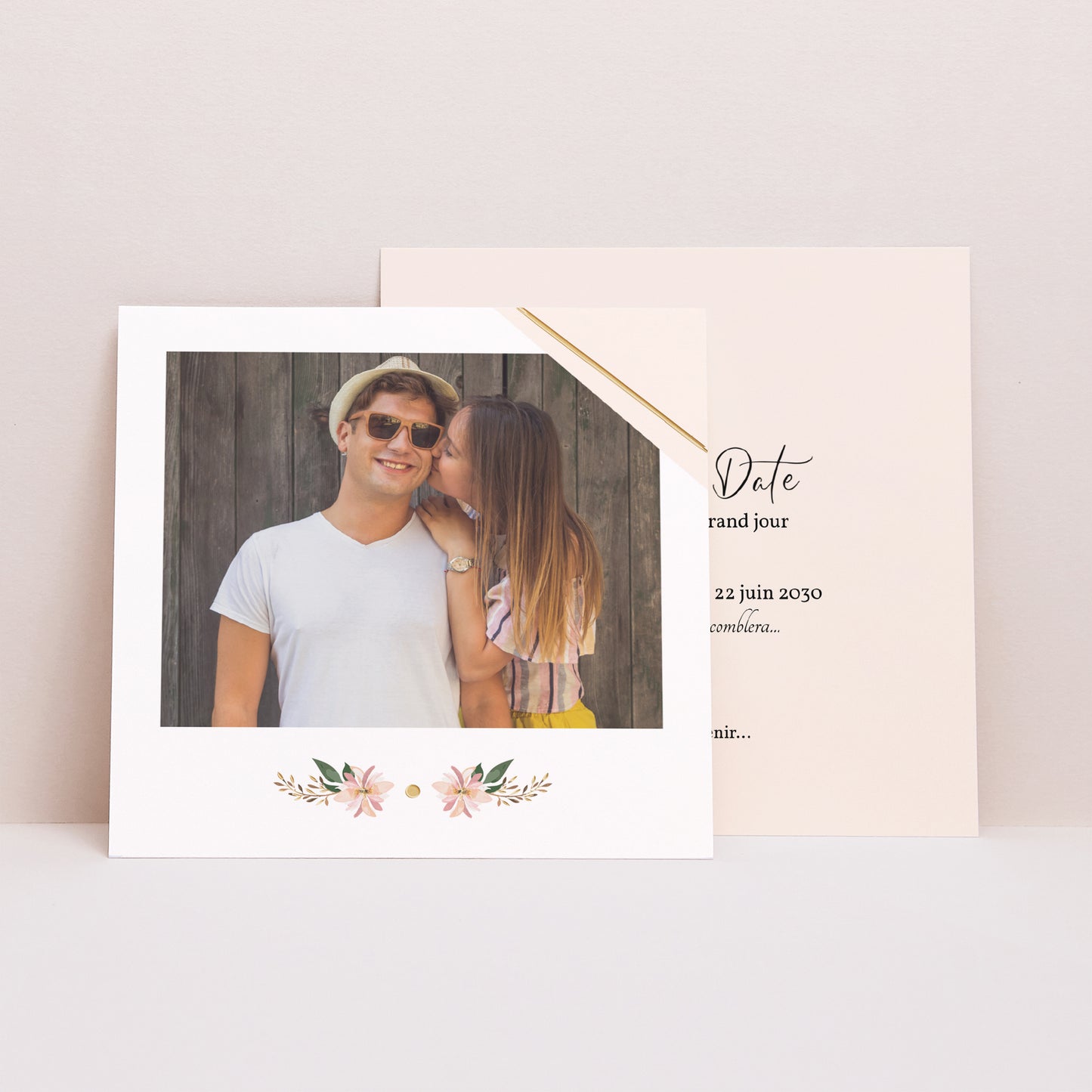 Save the date Mariage Carré Douceur des fleurs photo N° 1