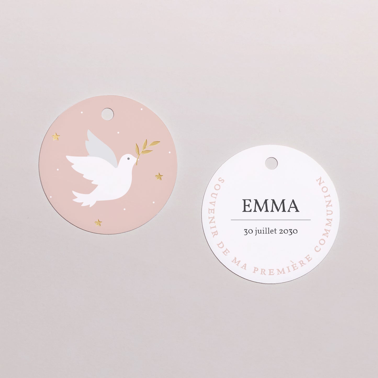 Etiquette perforée Communion Ronde Holy Spirit Rose photo N° 1