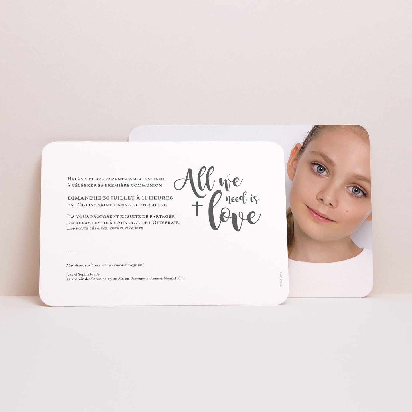 Faire-part Communion Paysage, bords arrondis Love Jesus photo N° 3