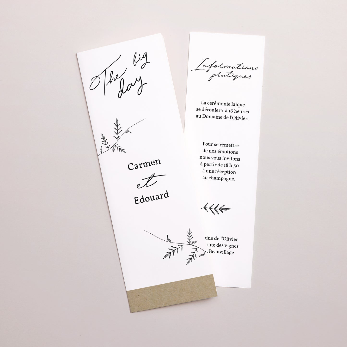 Faire-part Mariage Marque-page photo Kraft et Brindilles photo N° 1