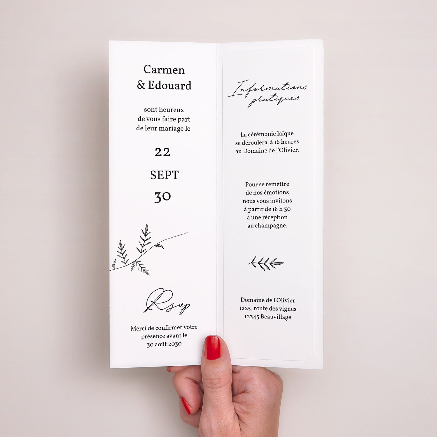 Faire-part Mariage Marque-page photo Kraft et Brindilles photo N° 2