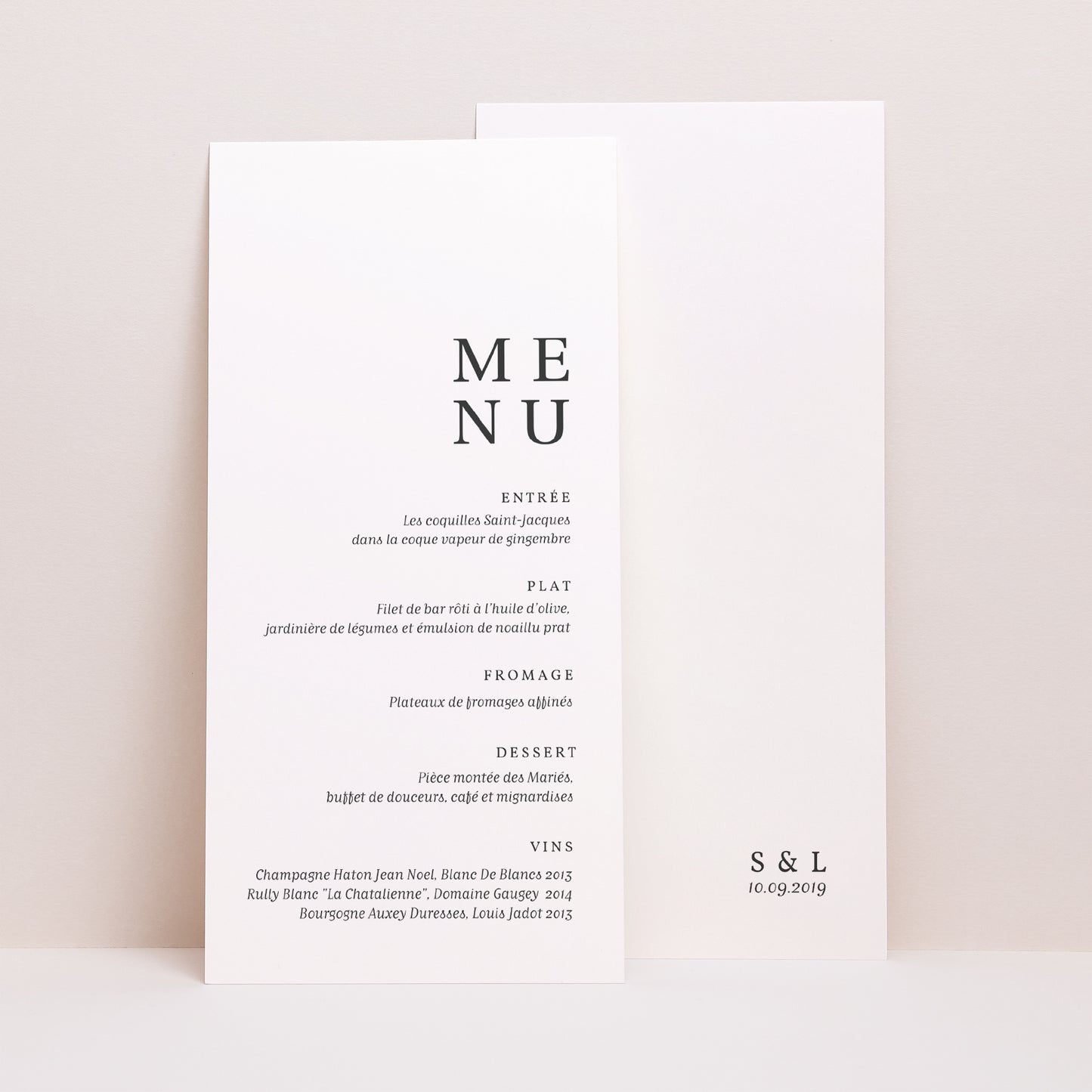 Menu Mariage Panoramique portrait Carré Typographique photo N° 1