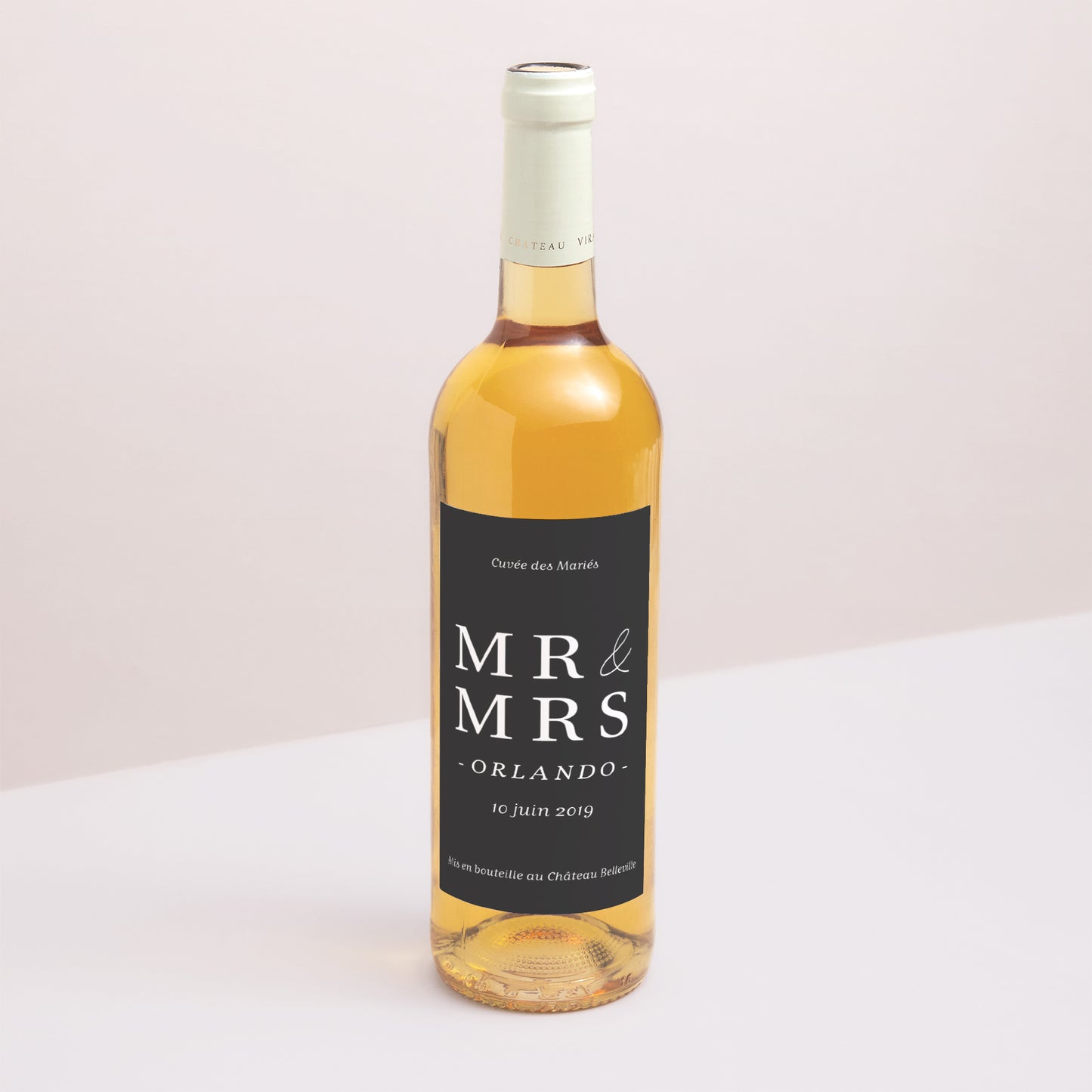 Etiquette bouteille Mariage Portrait Carré Typographique photo N° 1