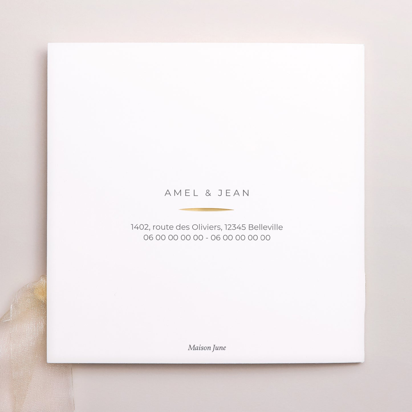 Faire-part Mariage Pochette carrée, 3 cartes, étiquette Rameaux Aquarelle photo N° 4