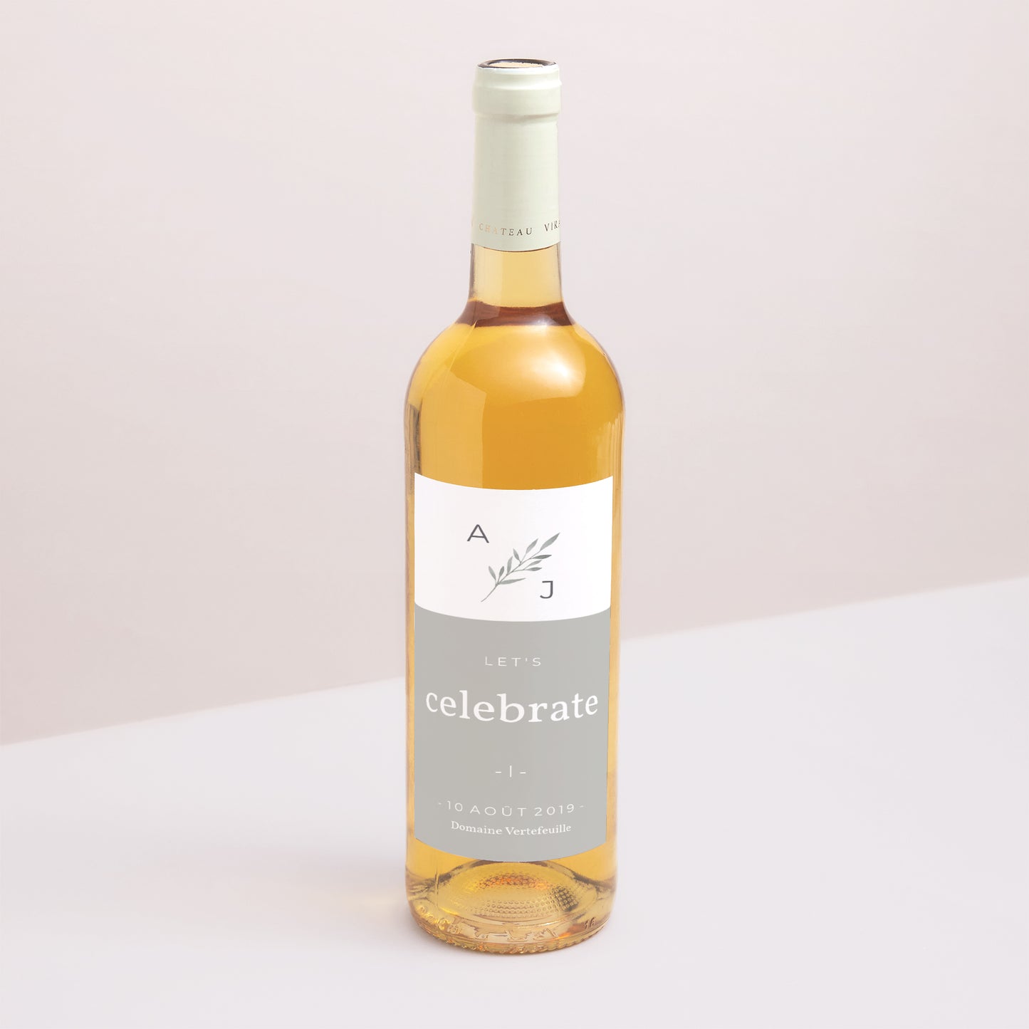 Etiquette bouteille Mariage Portrait Rameaux Aquarelle photo N° 1