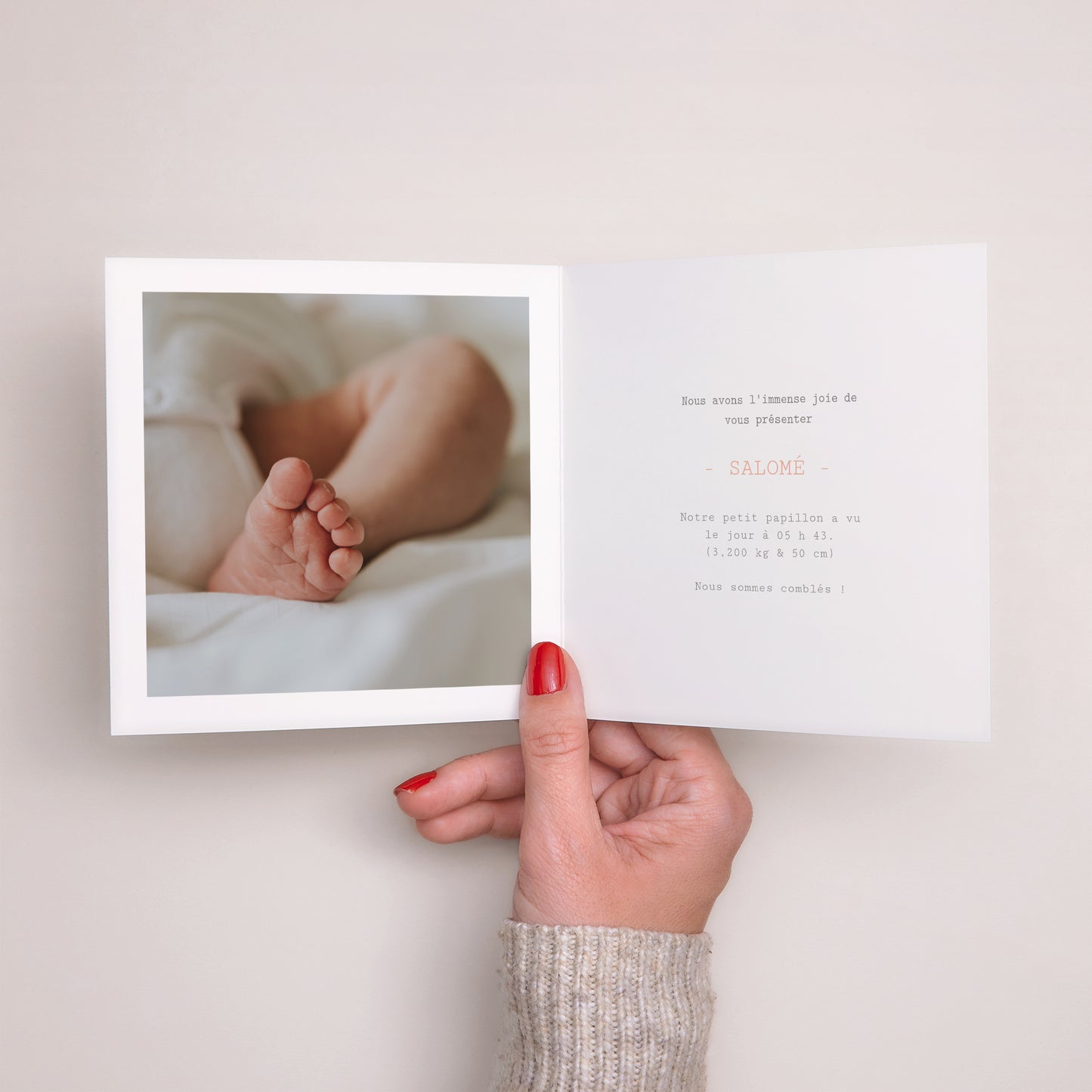 Faire-part Naissance Carré double volet Papillonne photo N° 2