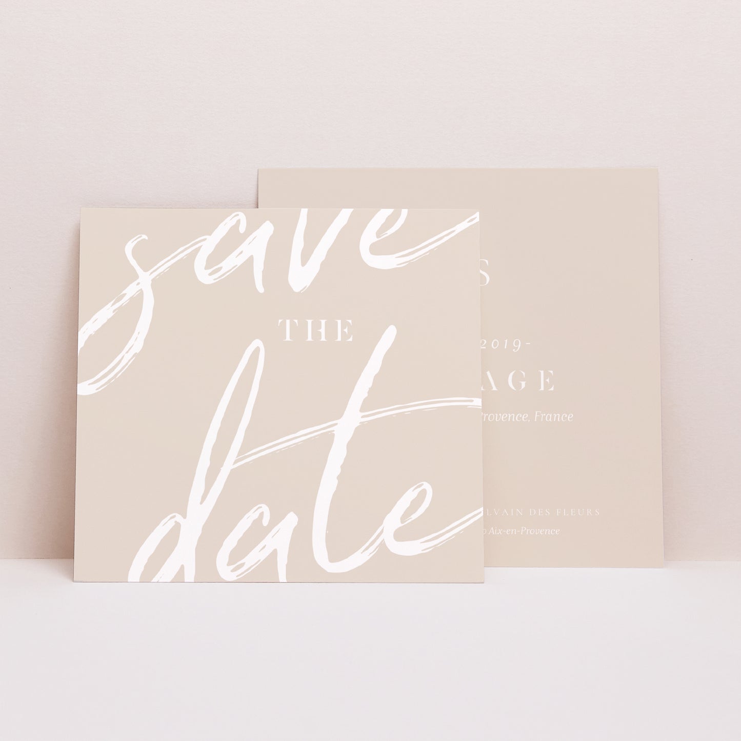 Save the date Mariage Carré Nuances Minimalistes photo N° 1