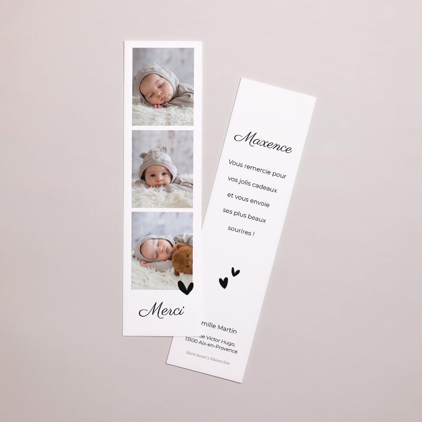 Remerciements Naissance Marque-page Petit Baigneur Moutarde photo N° 1