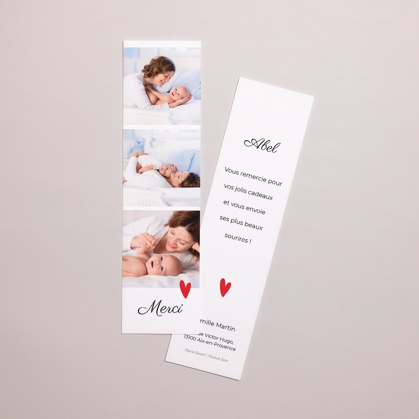 Remerciements Naissance Marque-page Ours et Bateau photo N° 1