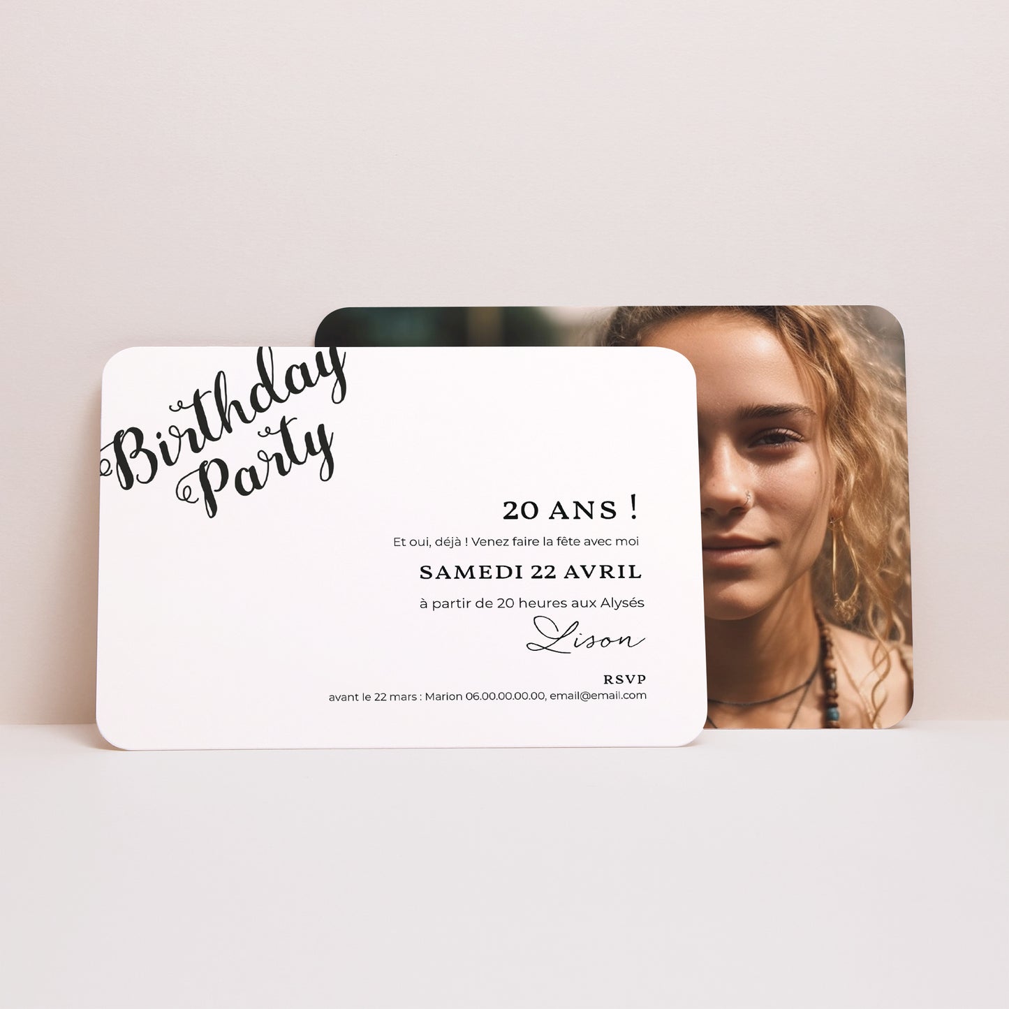 Invitations Anniversaire Adulte Paysage, bords arrondis Birthday Or photo N° 3