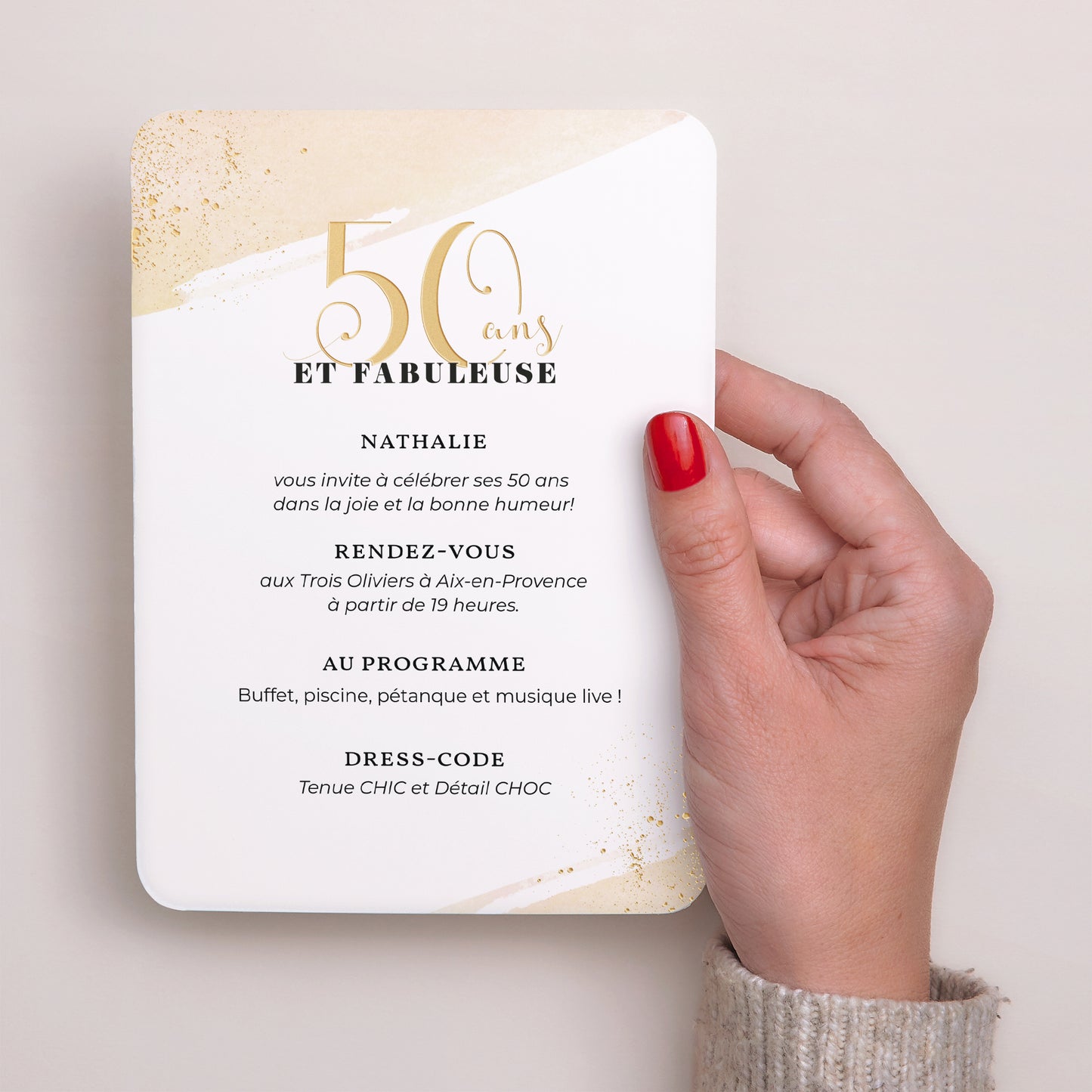 Invitations Anniversaire Adulte Portrait, bords arrondis Fabuleuse 50 photo N° 2