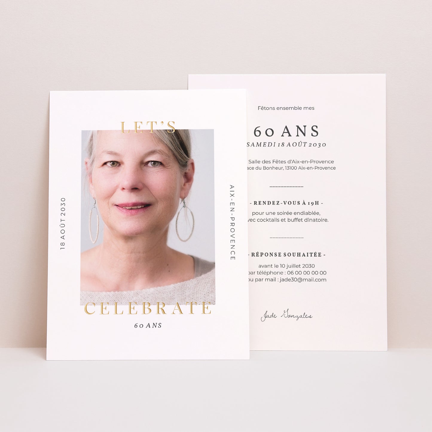Invitations Anniversaire Adulte Portrait Fêtons 60 ans photo N° 1