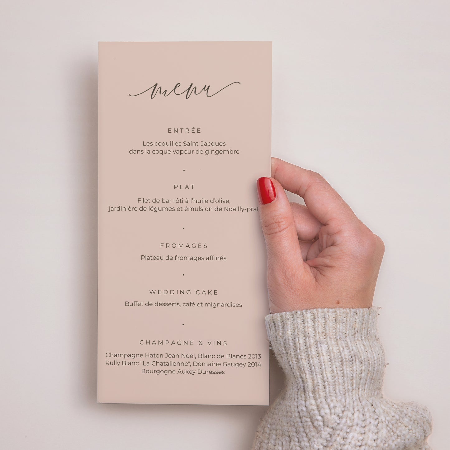 Menu Mariage Panoramique portrait Nude Chic photo N° 2