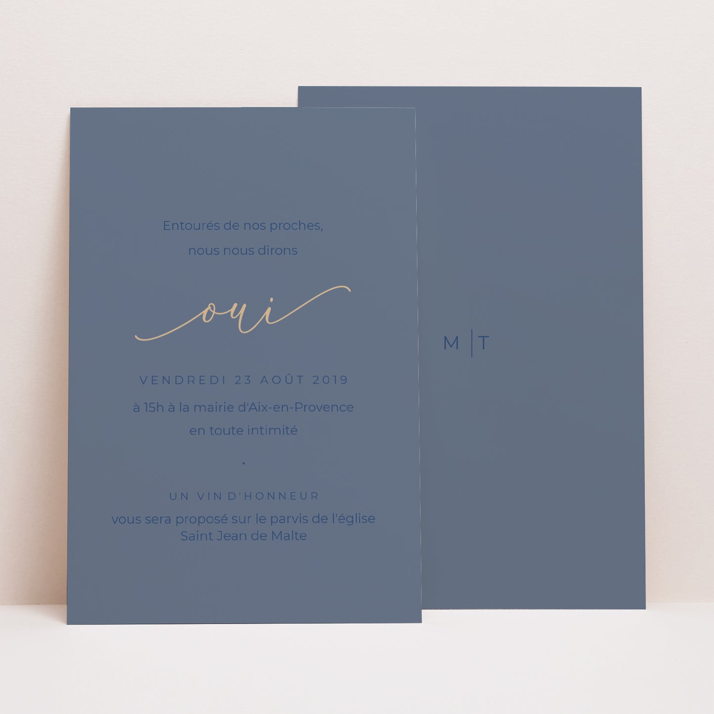 Invitations Mariage Portrait Nude & Marine Chic photo N° 1