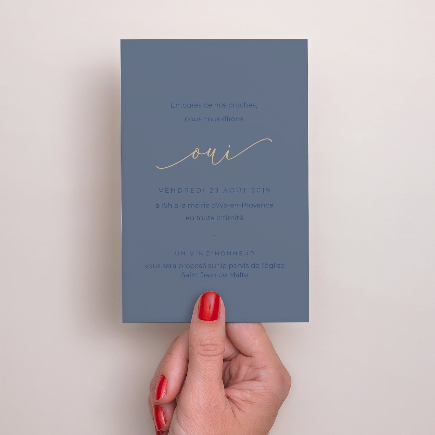 Invitations Mariage Portrait Nude & Marine Chic photo N° 2