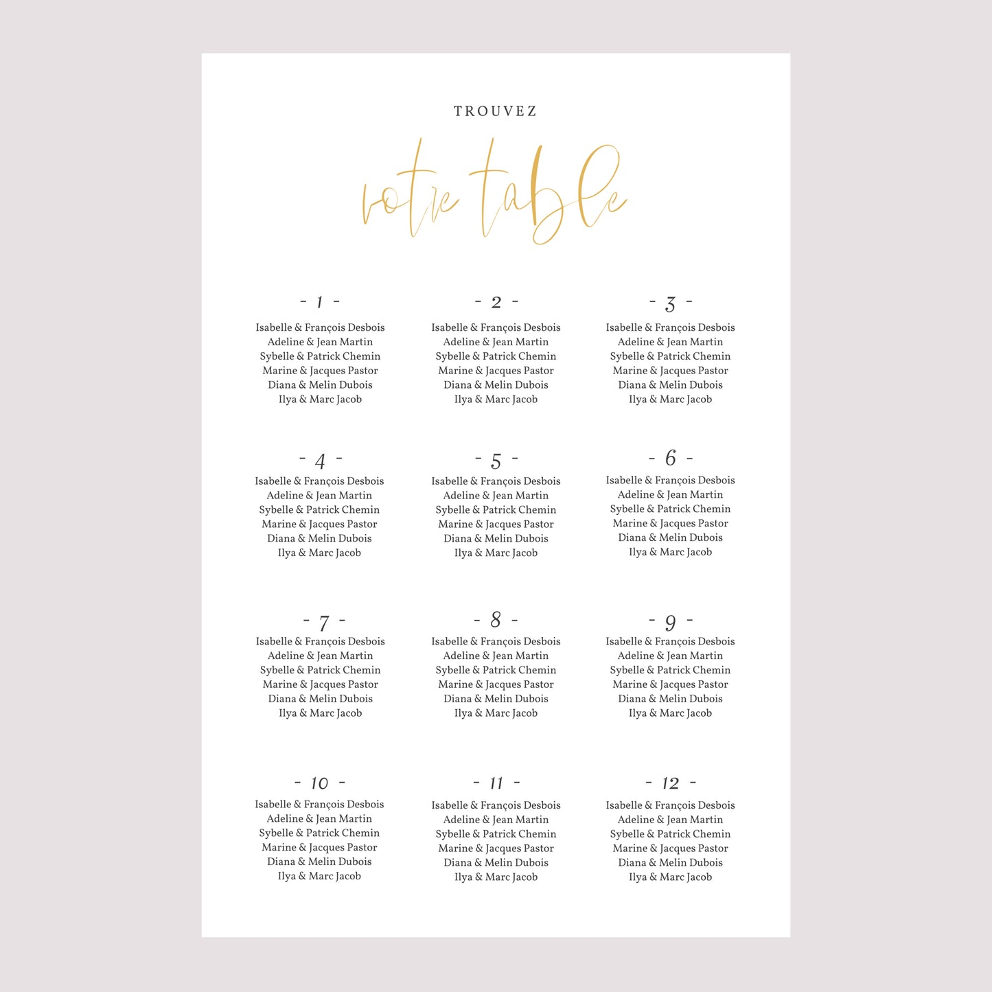 Plan de table Mariage Portrait 60 x 90 cm On se Marie photo N° 2
