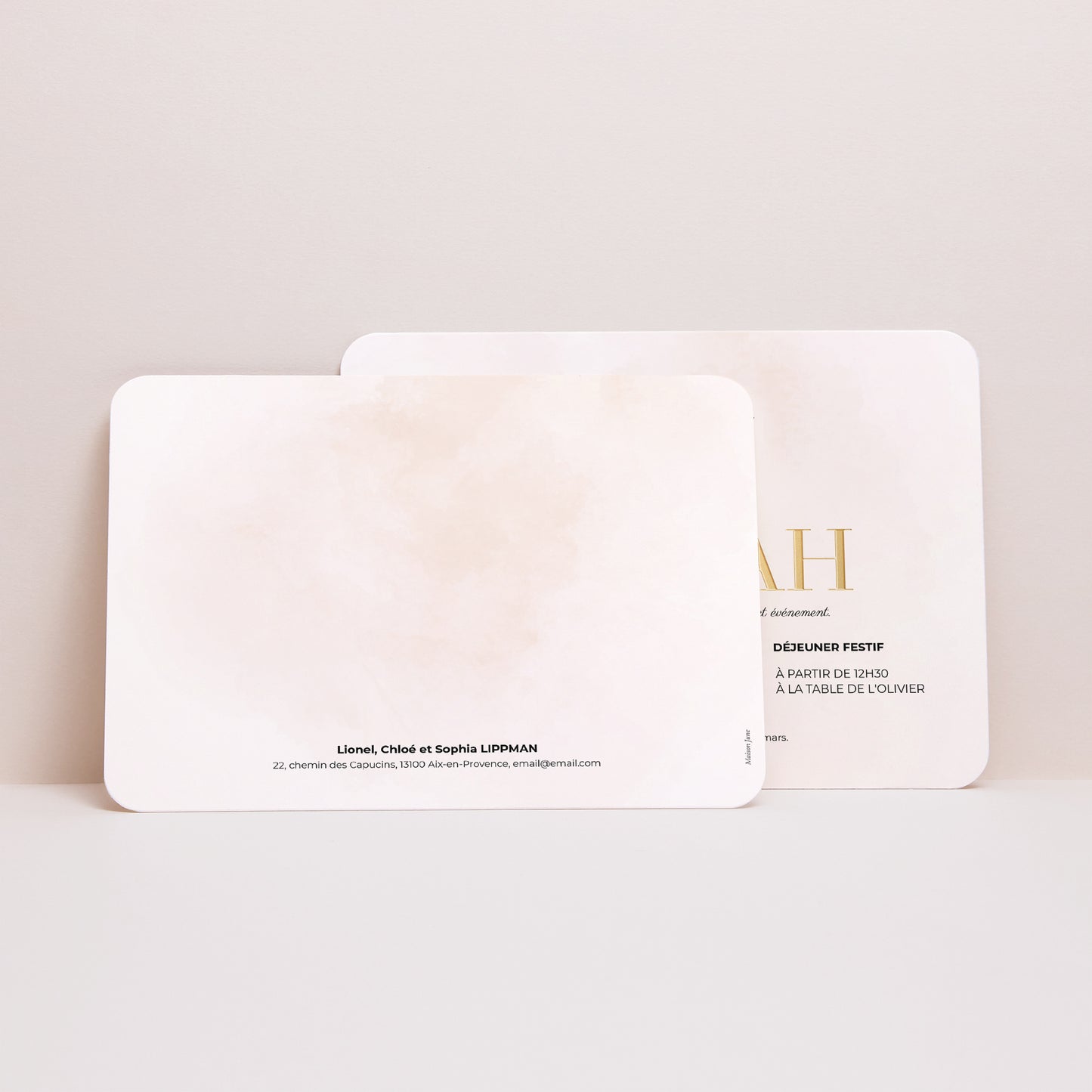 Faire-part Bat Mitzvah Paysage, bords arrondis Eau de Rosée photo N° 3