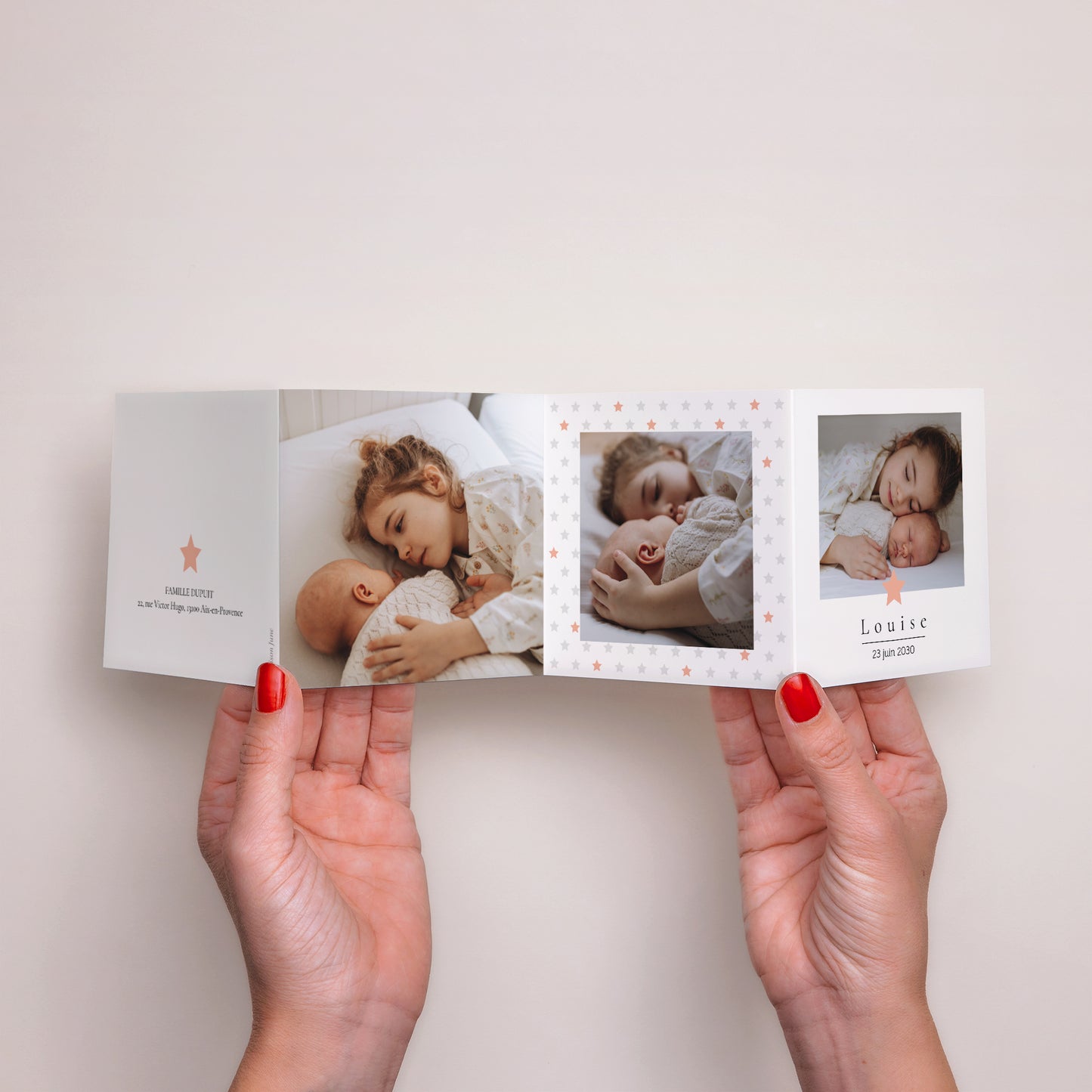 Faire-part Naissance Accordéon L'étoile Rose photo N° 3