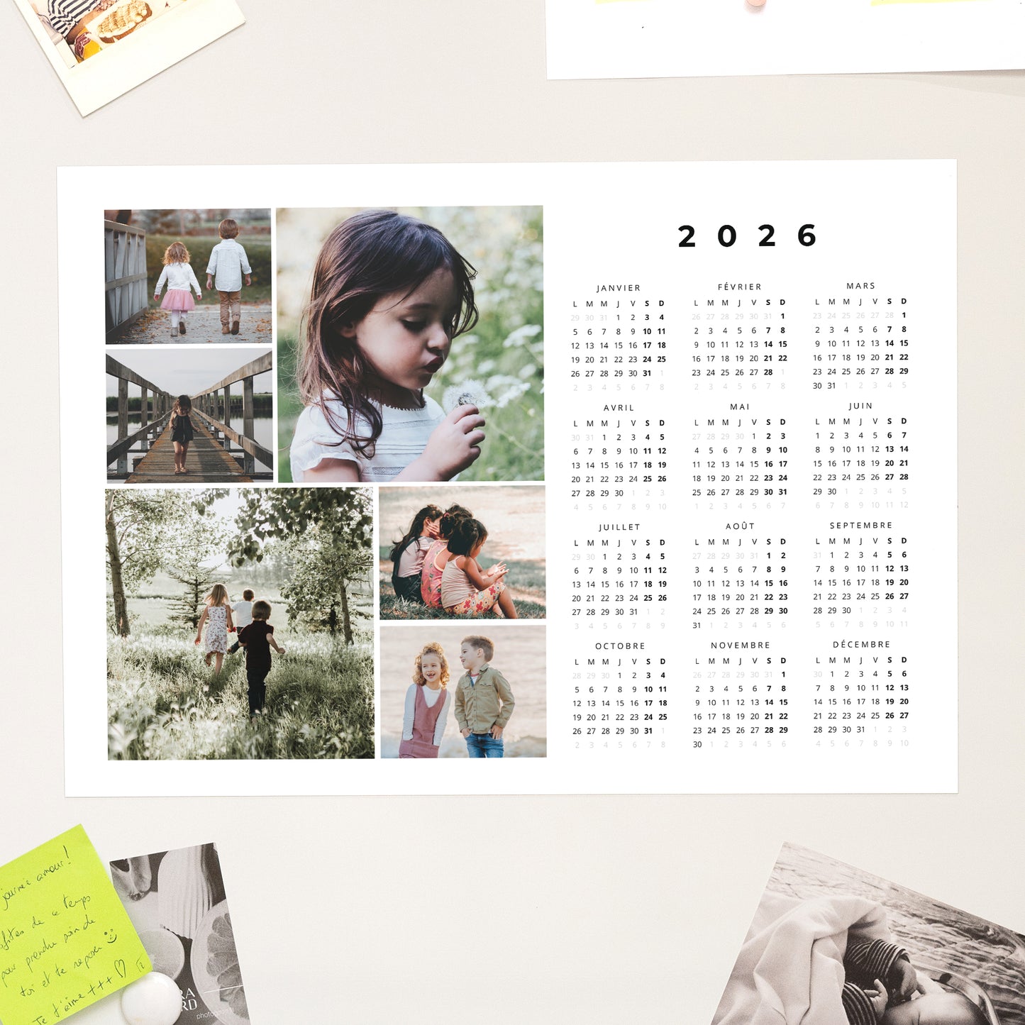 Calendrier Fin d'année Magnétique, monopage paysage Family Pictures photo N° 1