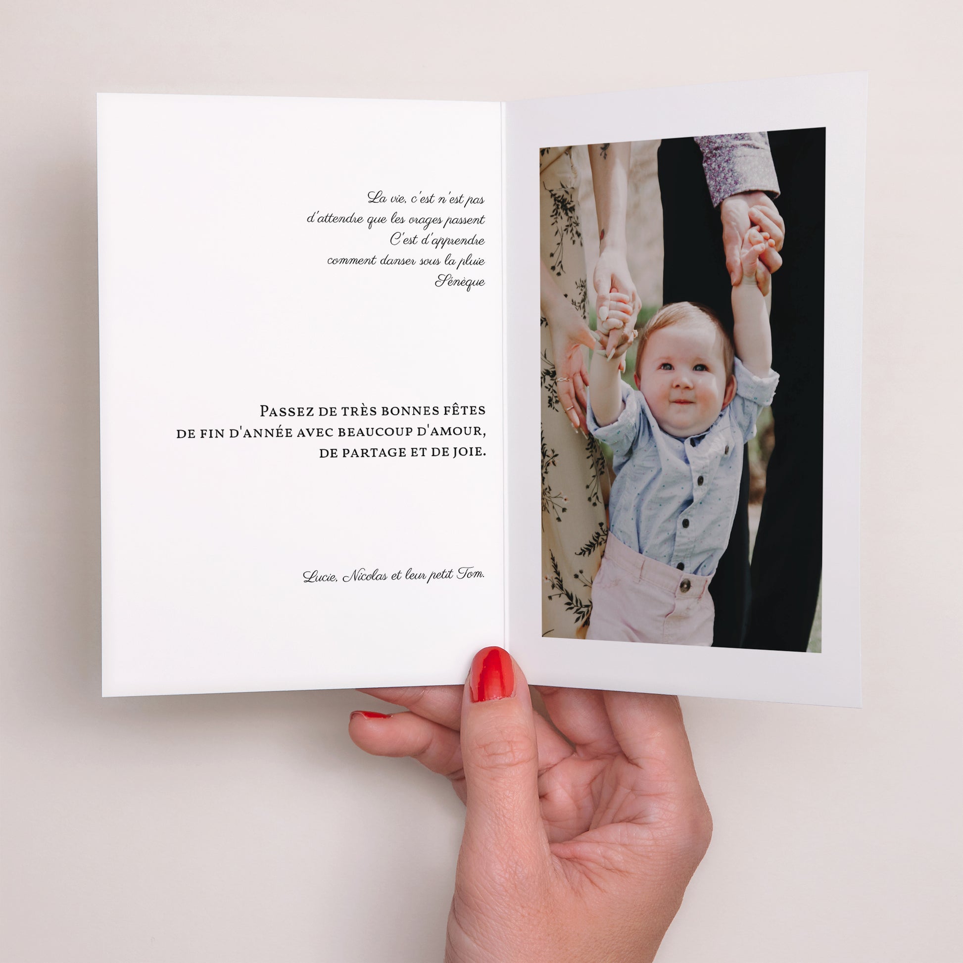 Carte de Noel Fin d'année Double volet portrait Douce Nuit photo N° 2