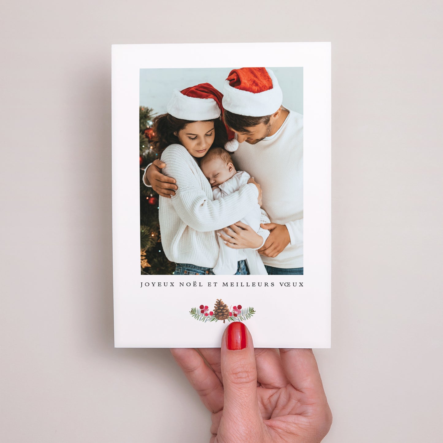 Carte de Noel Fin d'année Portrait Pomme de pin photo N° 2