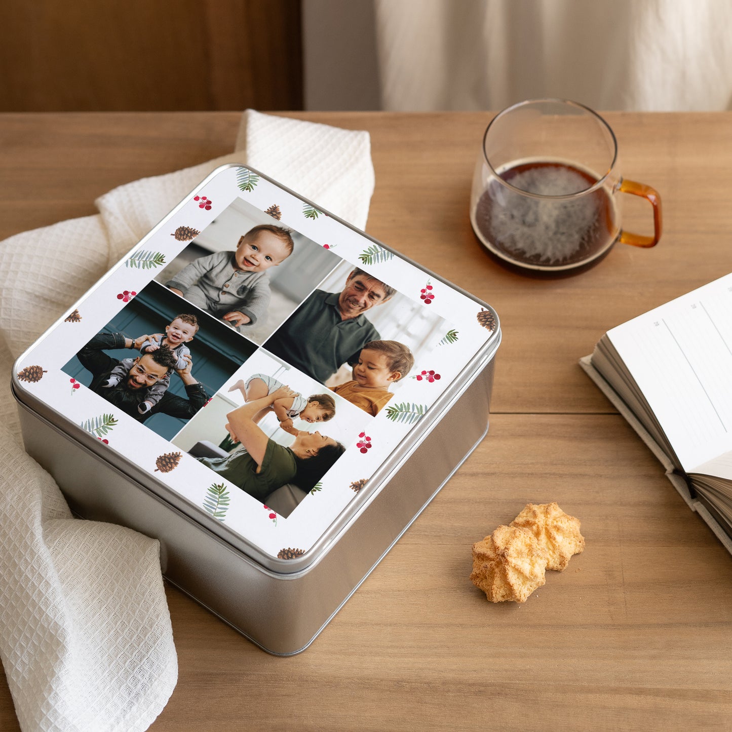 Boite métallique Fin d'année Carrée Photos et forêt photo N° 2