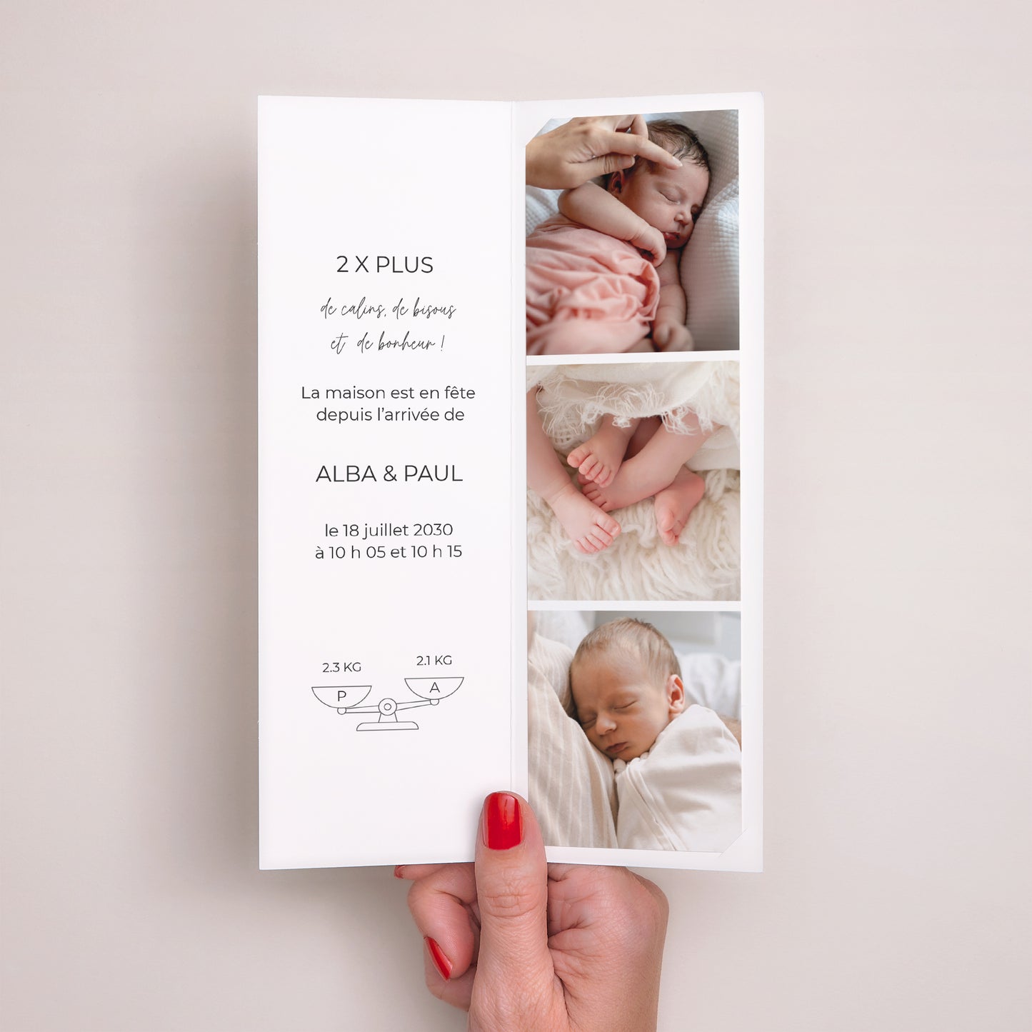Faire-part Naissance Marque-page photo A deux c'est mieux photo N° 2