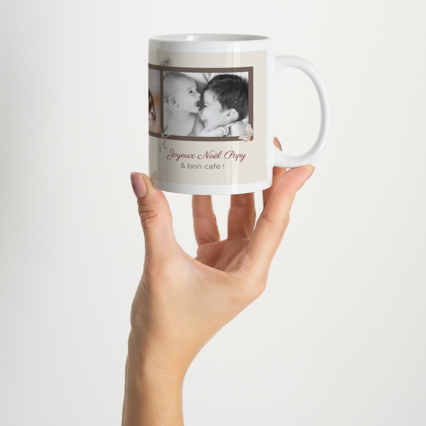 Mug Objets Blanc Feuilles & Branches de Noël photo N° 2