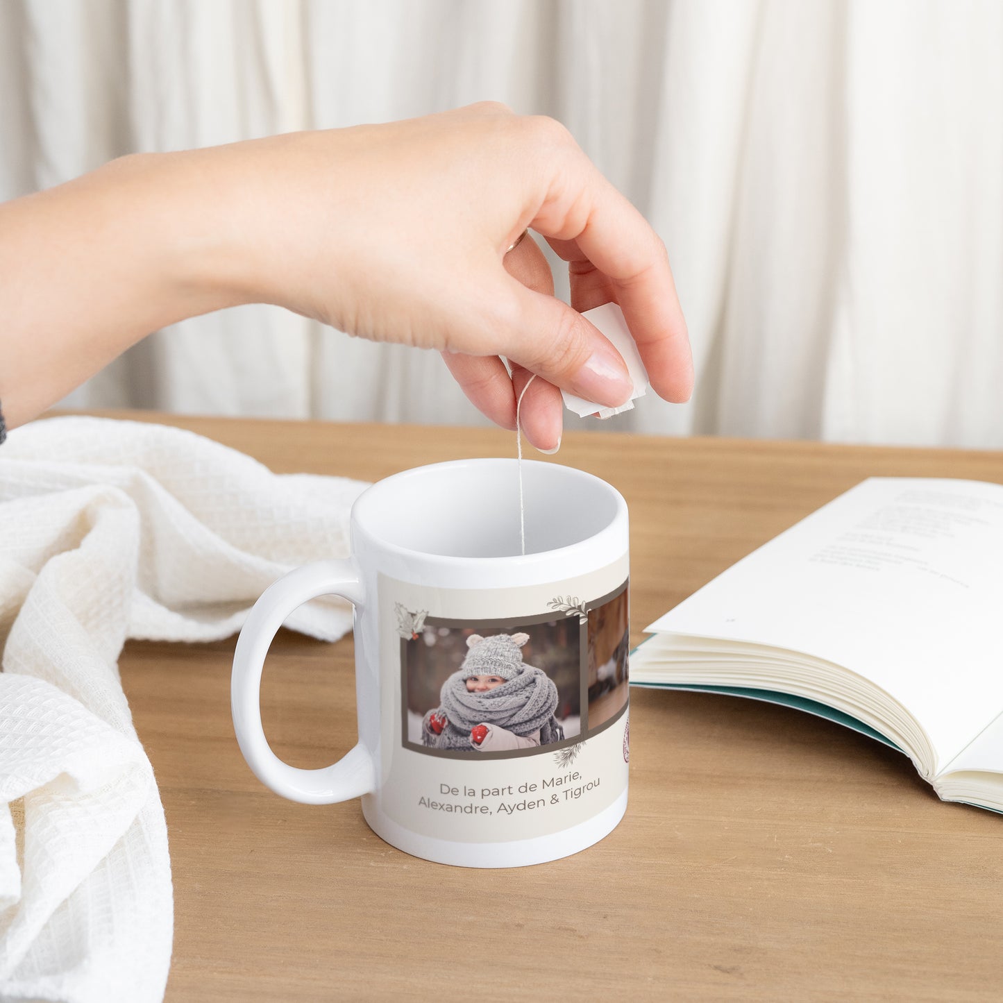 Mug Objets Blanc Feuilles & Branches de Noël photo N° 3