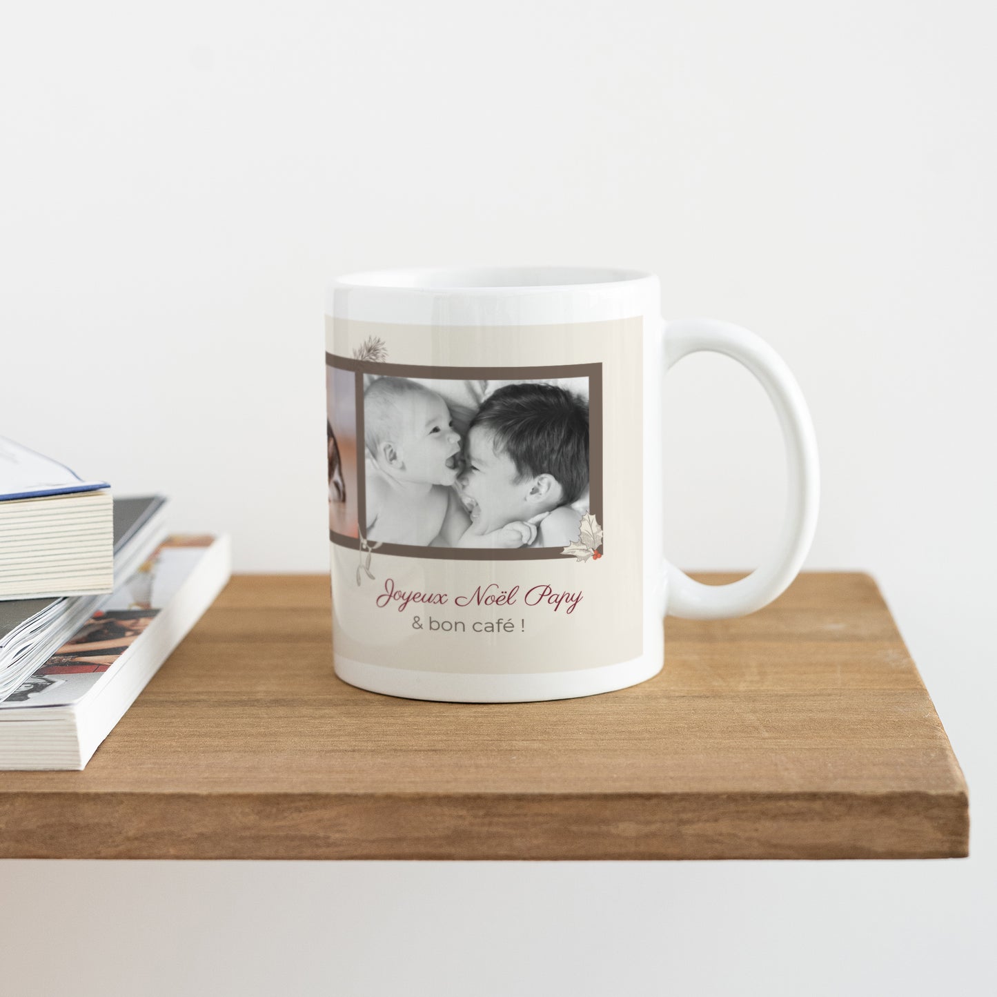 Mug Objets Blanc Feuilles & Branches de Noël photo N° 4