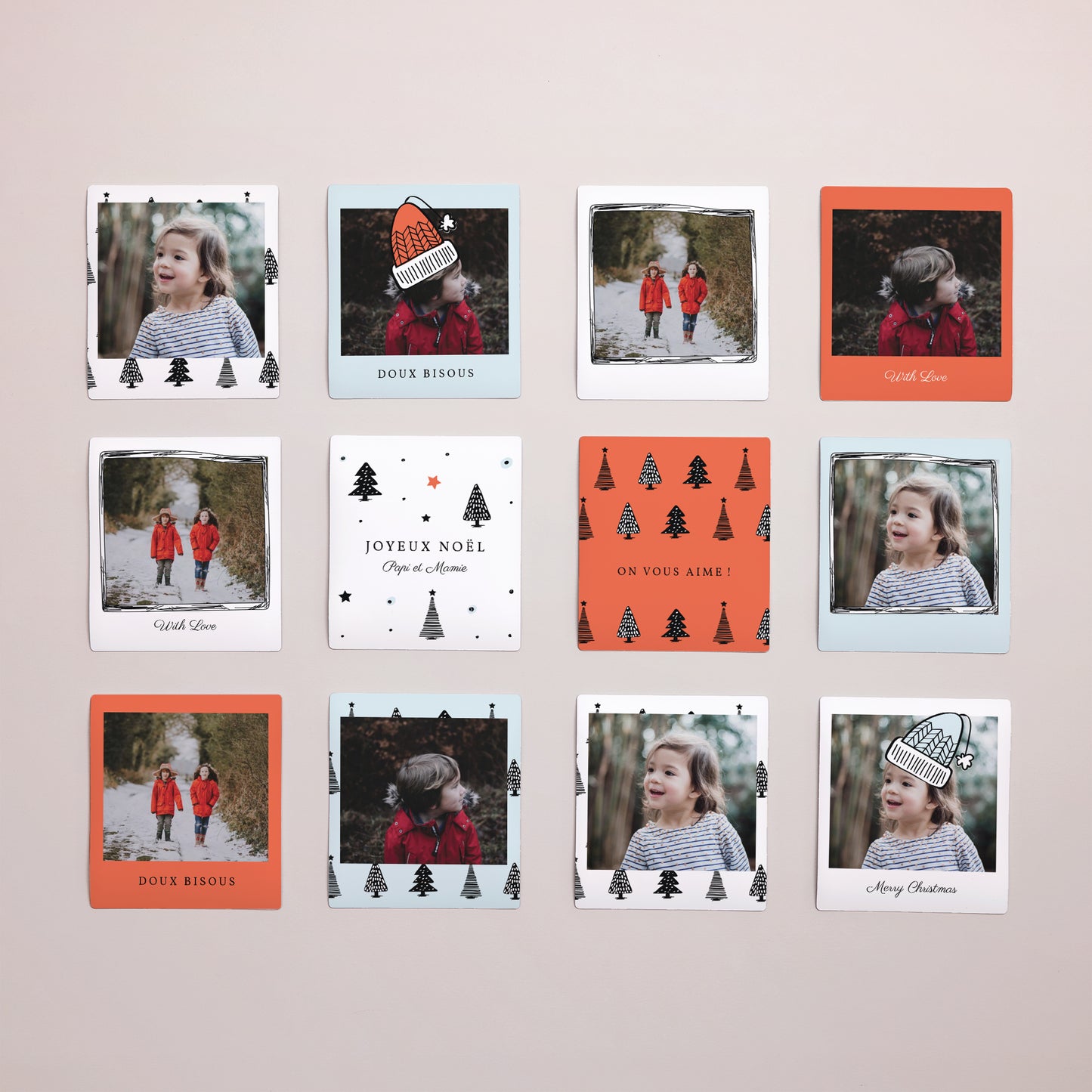 Tirage photo Fin d'année Lot de 12, magnétique Jolis Sapins photo N° 1