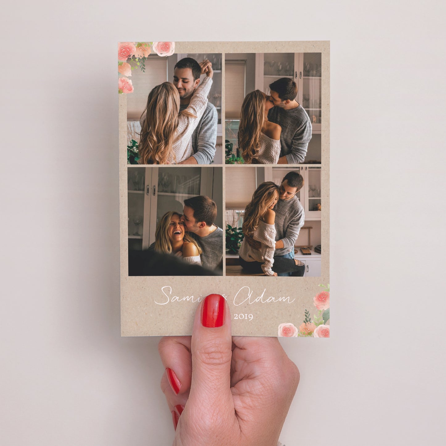 Save the date Mariage Portrait Champêtre Pêche photo N° 2
