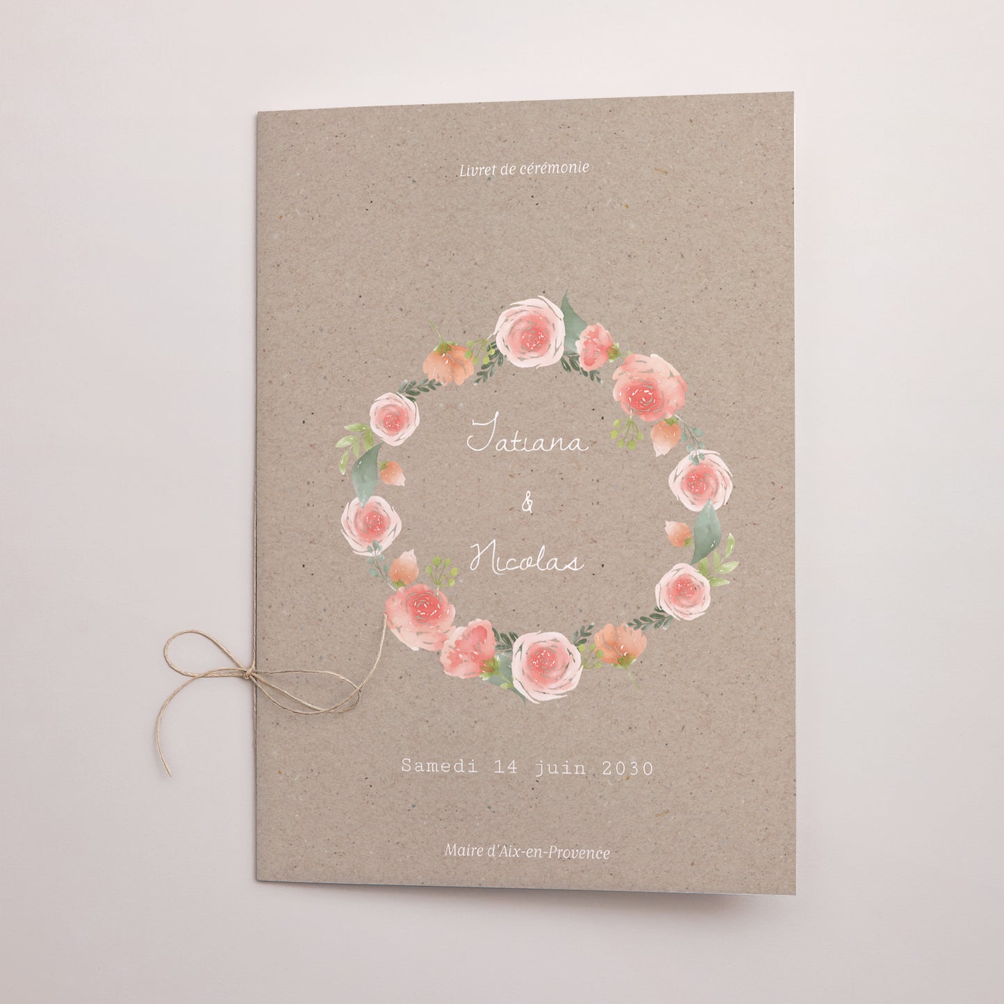 Livret de messe Mariage Double volet Couronne Champêtre photo N° 1