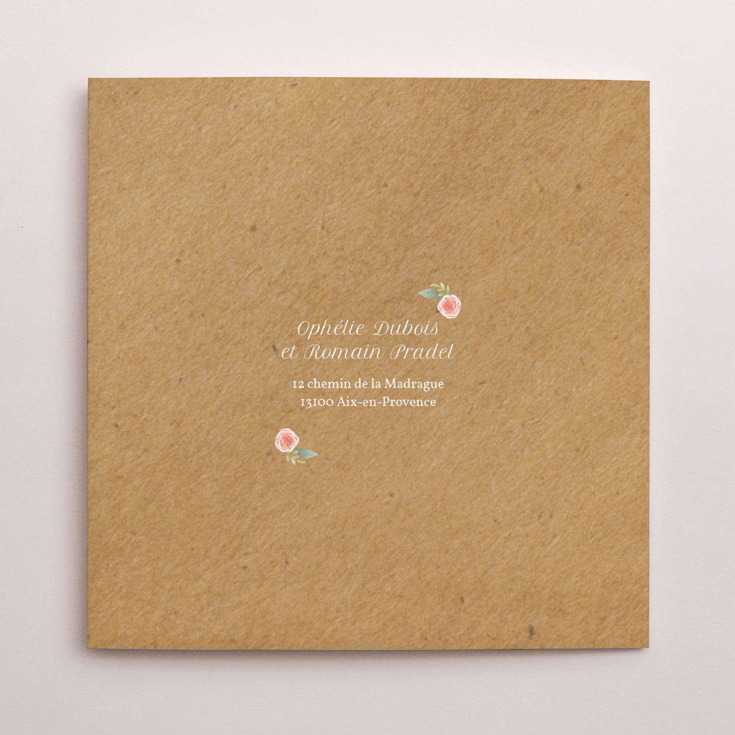 Faire-part Mariage Carré double volet Couronne Florale photo N° 3