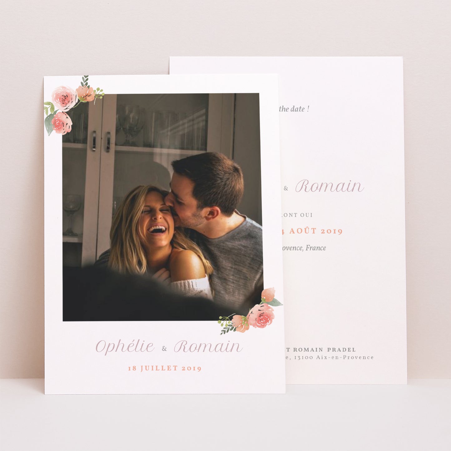 Save the date Mariage Portrait Couronne Florale photo N° 1