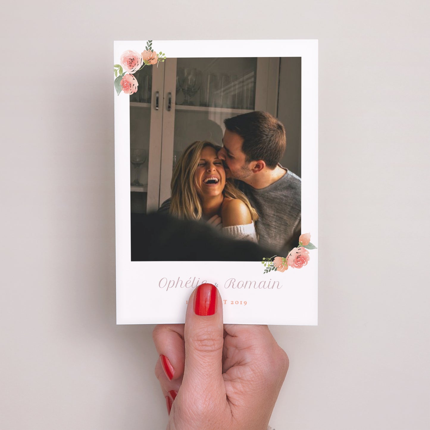 Save the date Mariage Portrait Couronne Florale photo N° 2