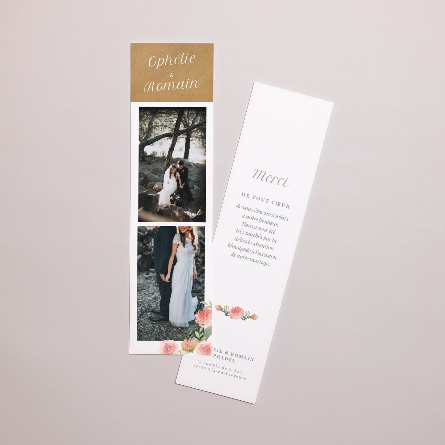 Remerciements Mariage Marque-page Couronne Florale photo N° 1