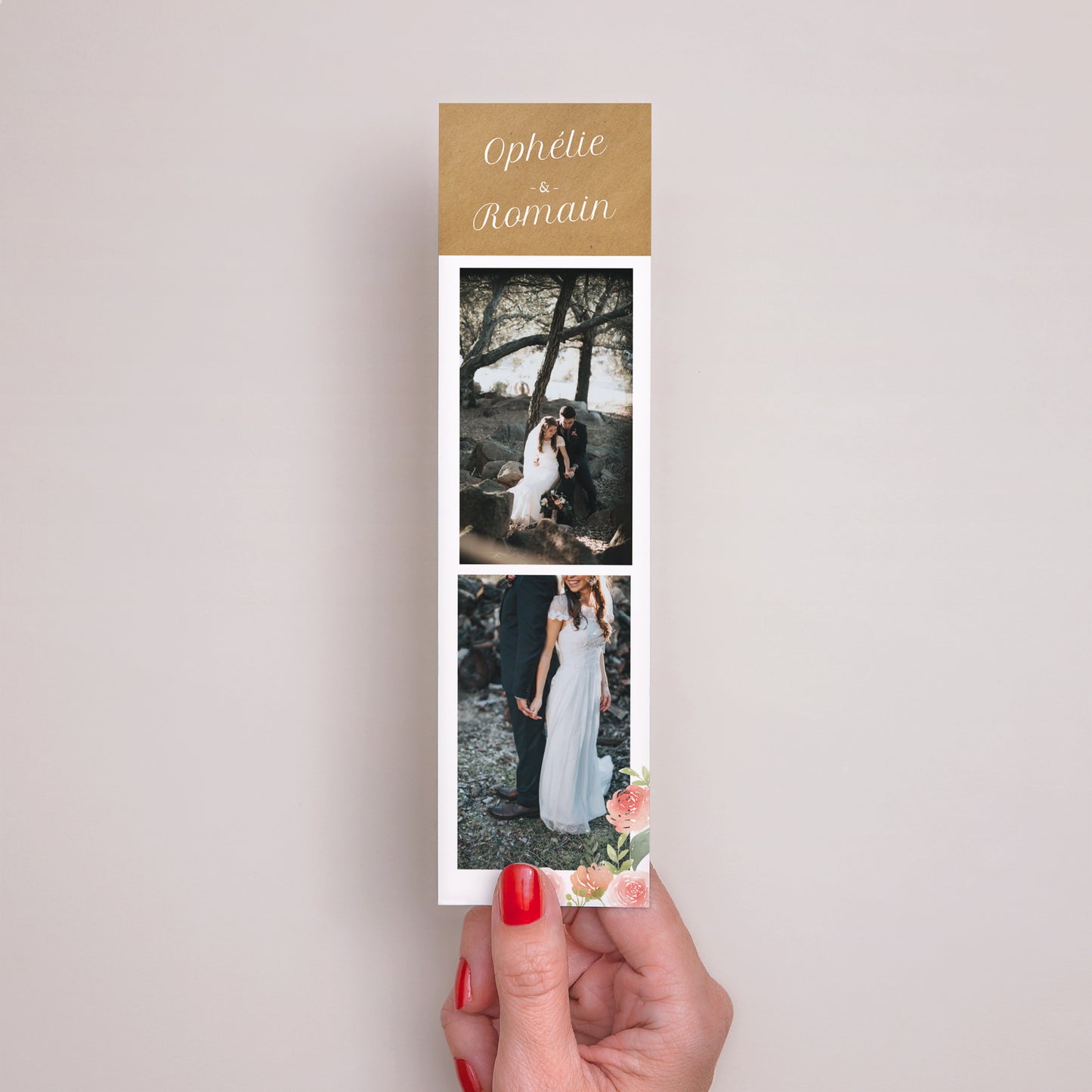 Remerciements Mariage Marque-page Couronne Florale photo N° 2