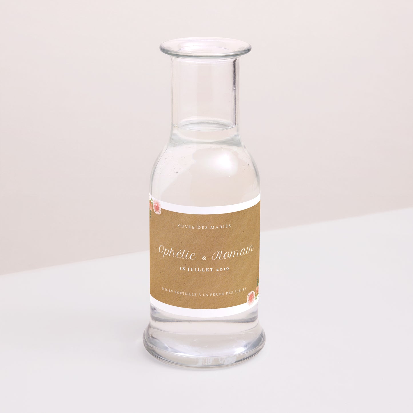 Etiquette bouteille Mariage Paysage Couronne Florale photo N° 2