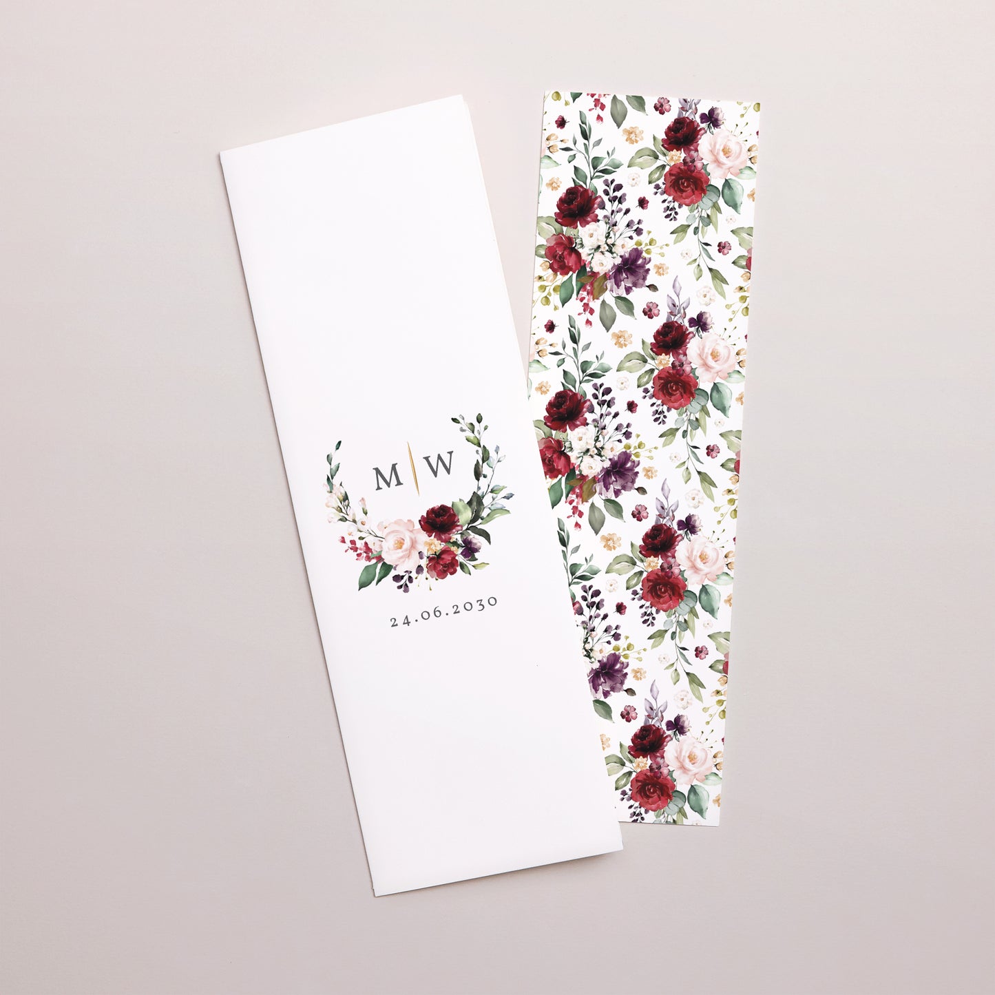 Faire-part Mariage Marque-page photo Couronne Marsala photo N° 1
