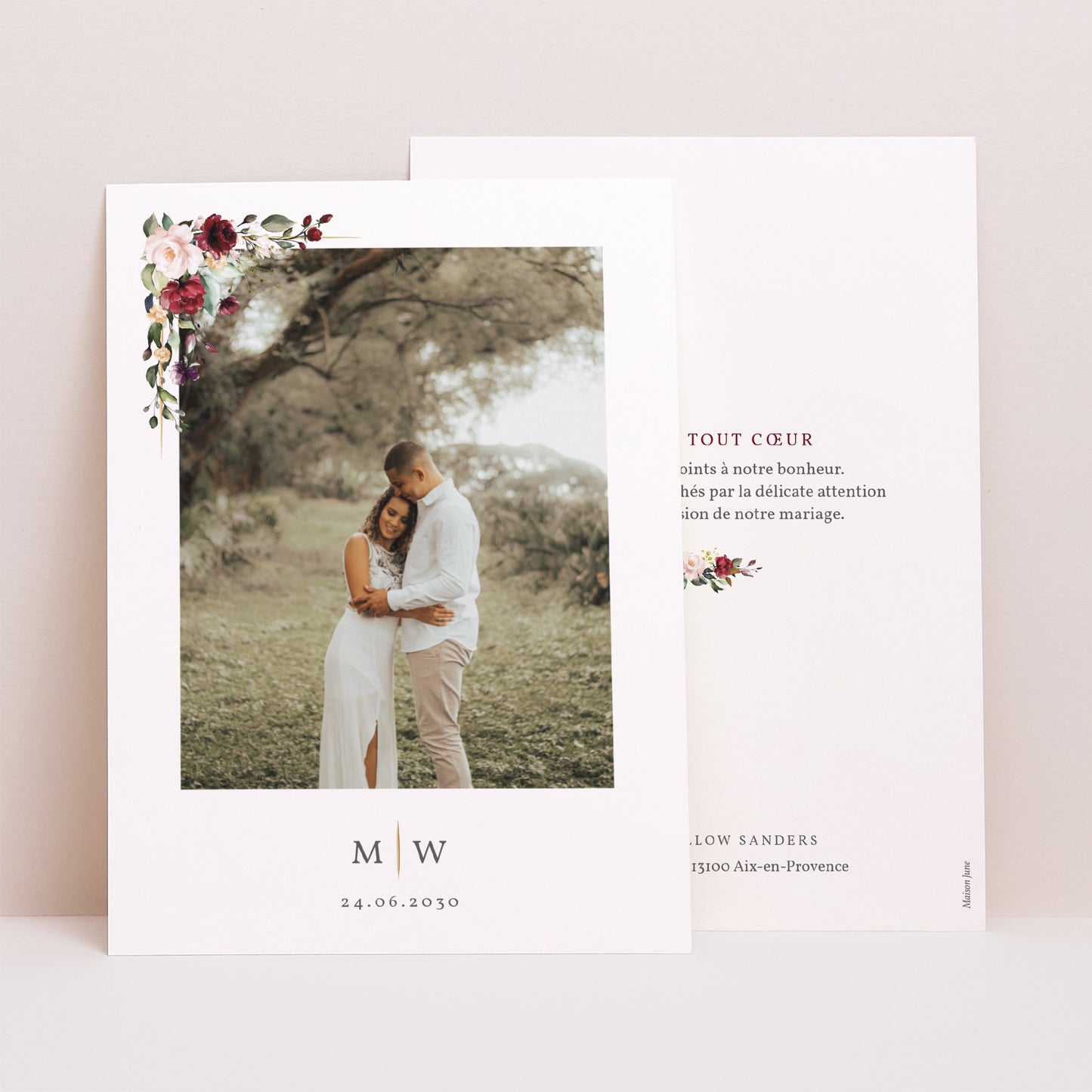 Remerciements Mariage Portrait Couronne Marsala photo N° 1