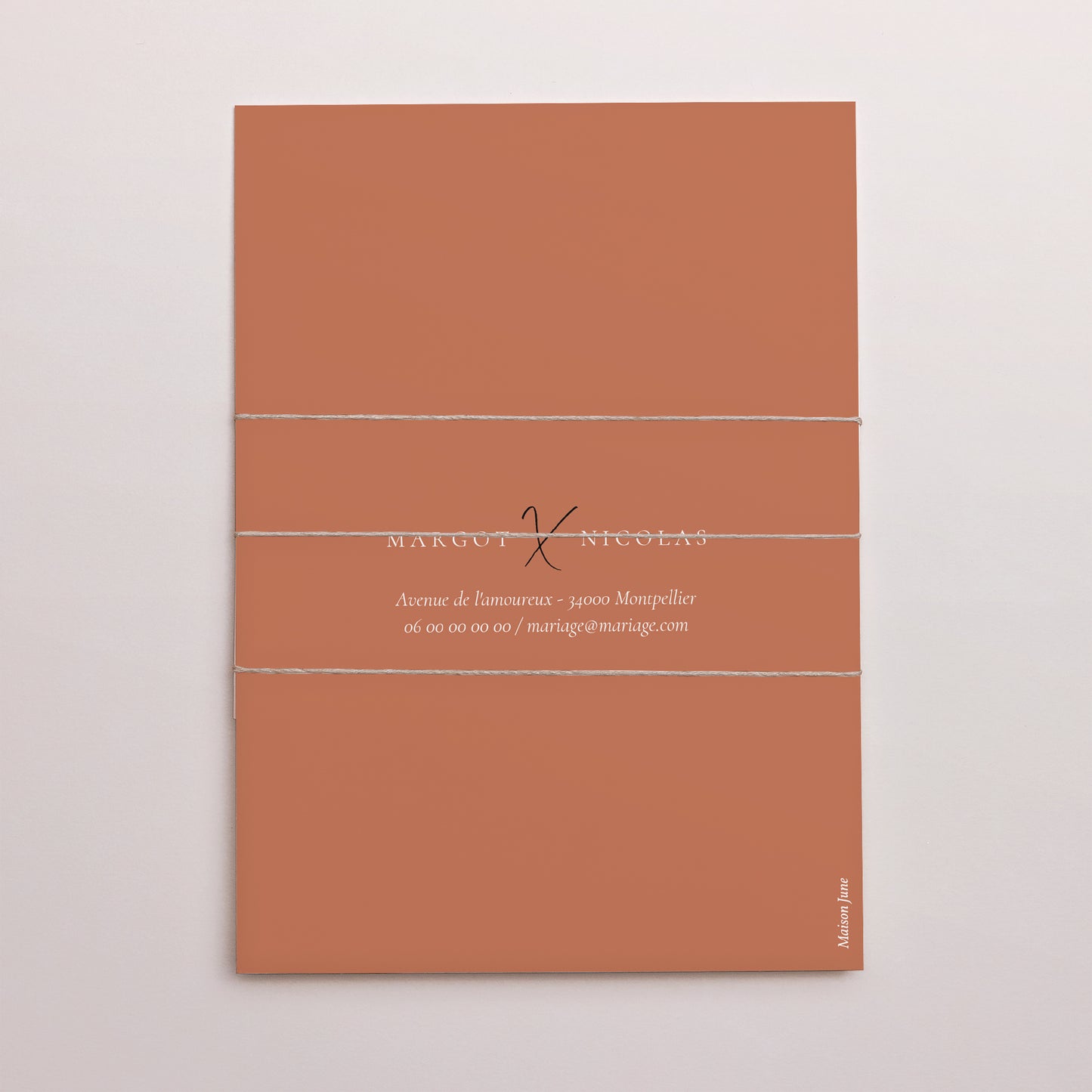 Faire-part Mariage 3 cartes, ruban Calligraphie Cannelle photo N° 4