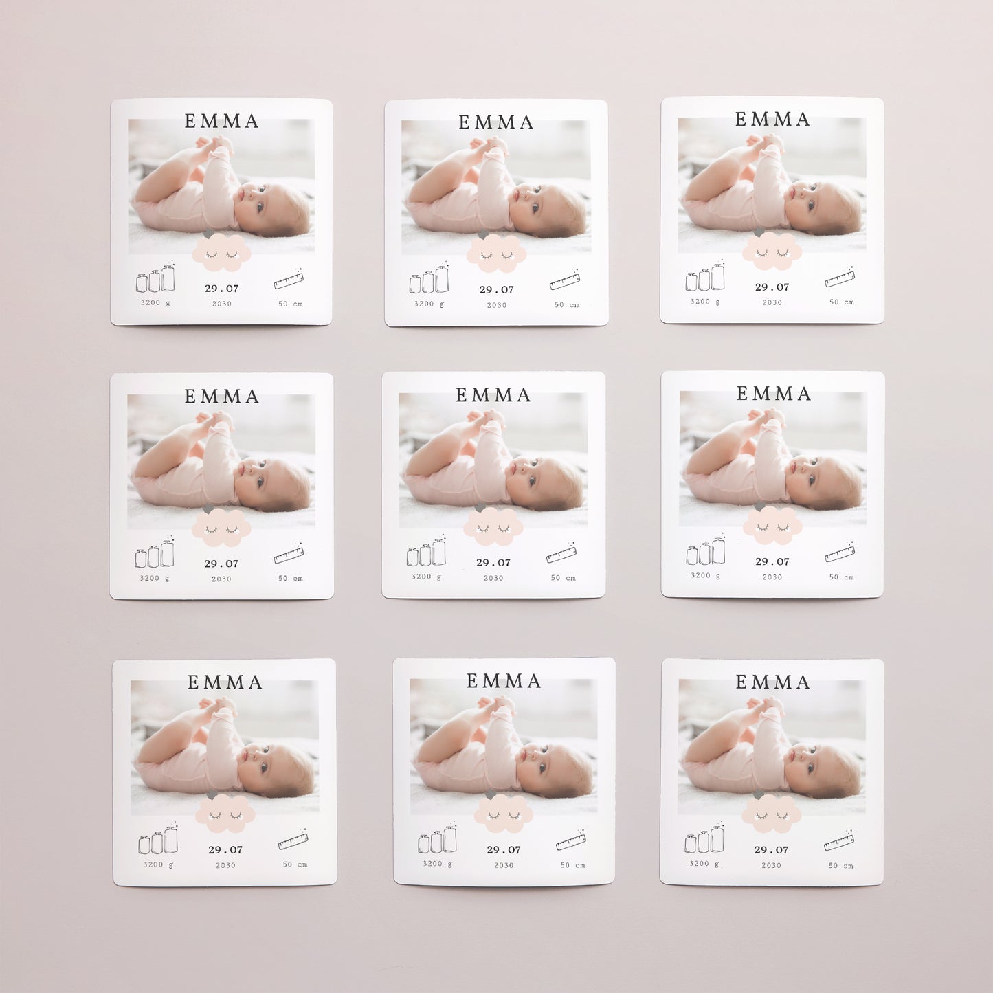 Faire-part Naissance Lot de 9, magnétique Little Cloud photo N° 3
