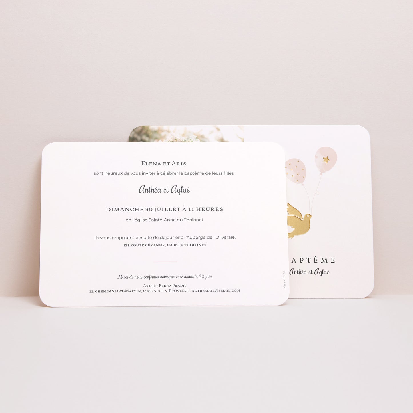 Faire-part Baptême Paysage, bords arrondis Théophanie photo N° 3