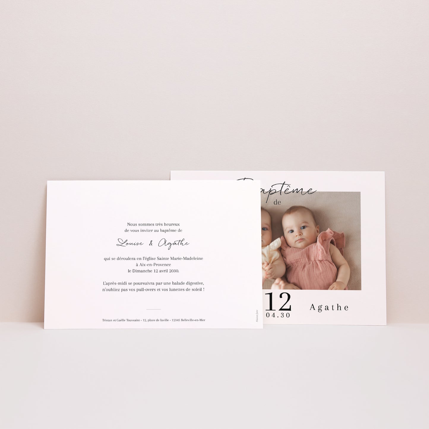 Faire-part Baptême Paysage Baptême jumelles II photo N° 3